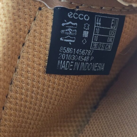 Ecco Sneakers Men Size 10 Black Leather Comfort Round Toe Lace Up Athleisure - Picture 10 of 10